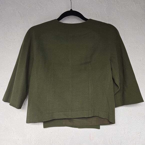 Vintage Union Made Green Dress Blazer Modern Minimalist Jacket Business Tailored - Picture 3 of 8